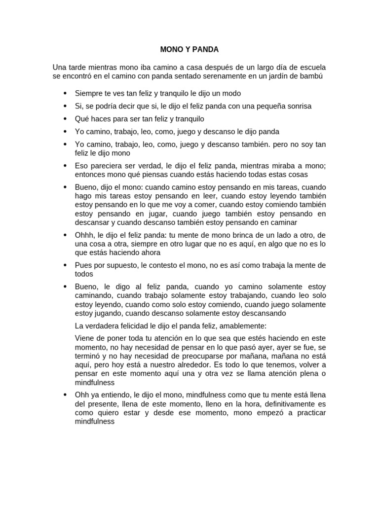 Mono y Panda: Lecciones de Mindfulness | PDF
