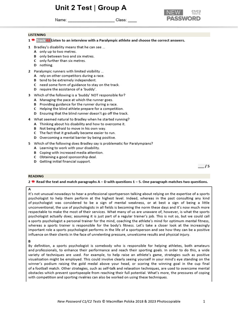New Password C1 C2 UT 2A | PDF | Psychology