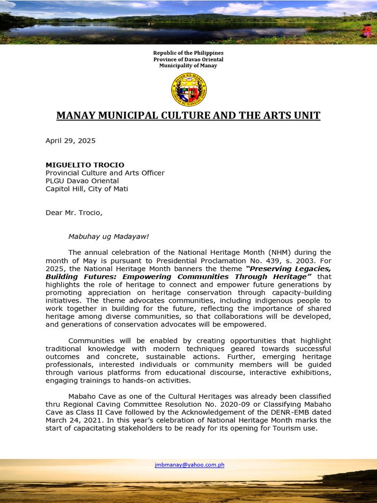 NHM Request Letter To PCAO | PDF