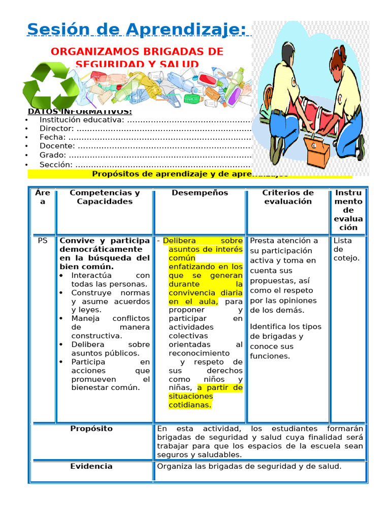 Brigadas de Seguridad y Salud Escolar | PDF | Salón de clases