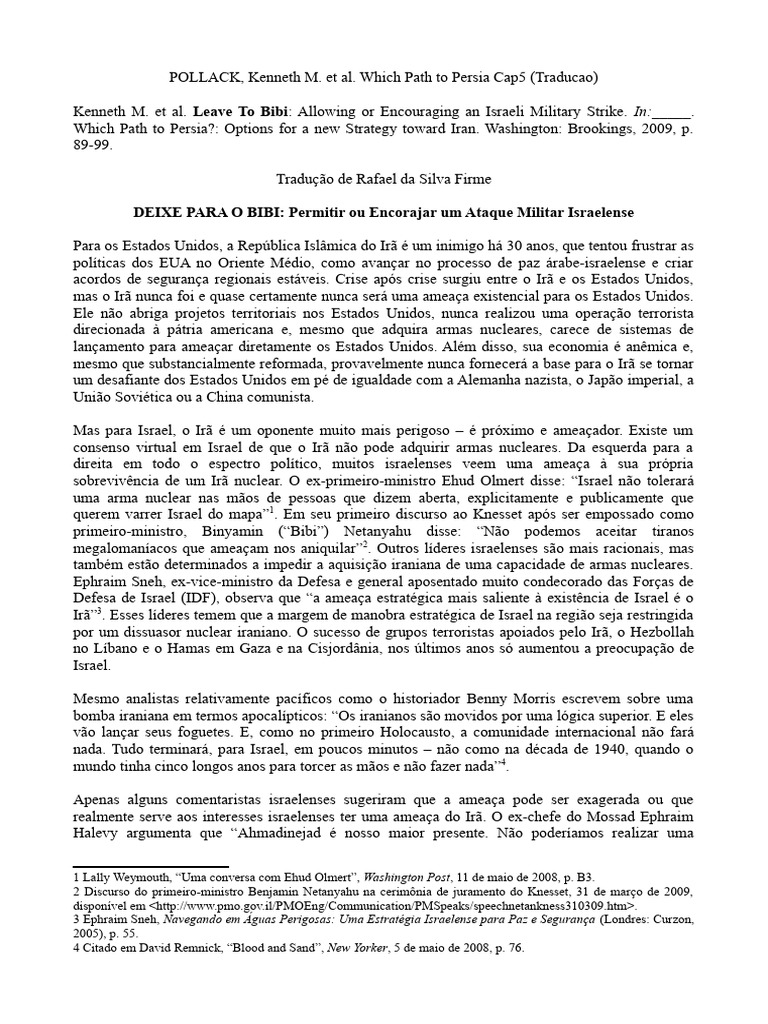 OBG - POLLACK, Kenneth M. Et Al. Which Path To Persia Cap5 (Traducao ...