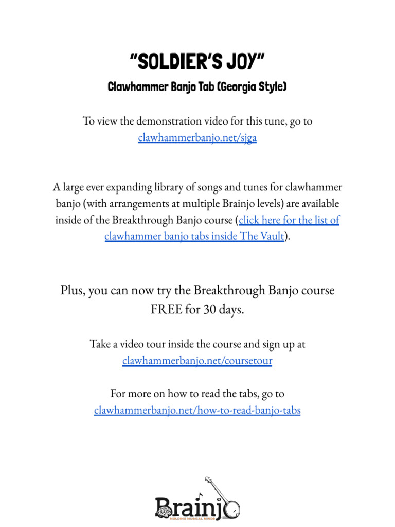 Soldier's Joy Banjo Tab Guide | PDF