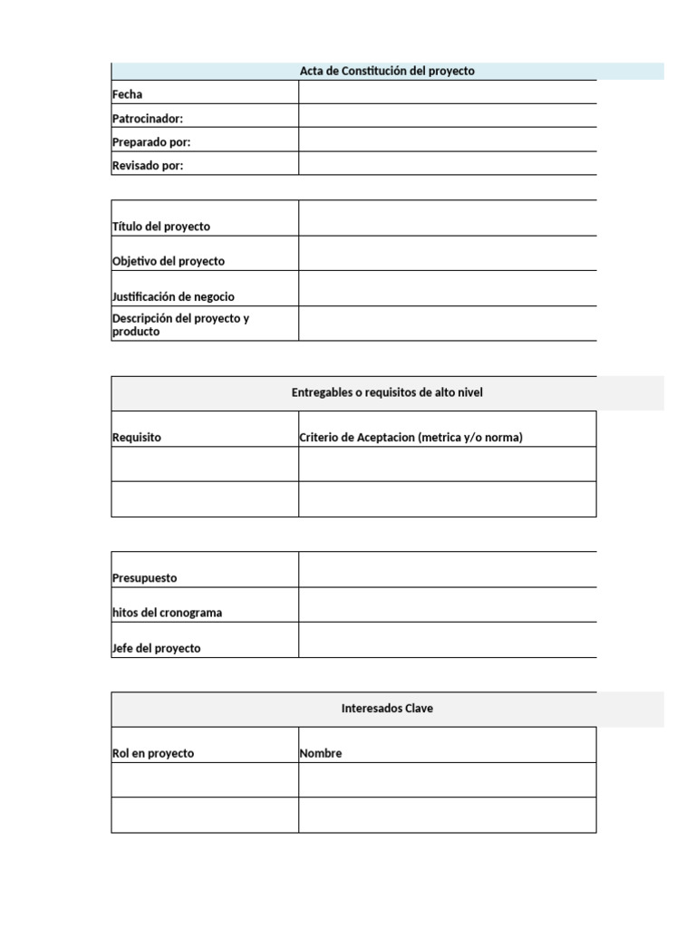 Acta de Constitucion Del Proyecto | PDF