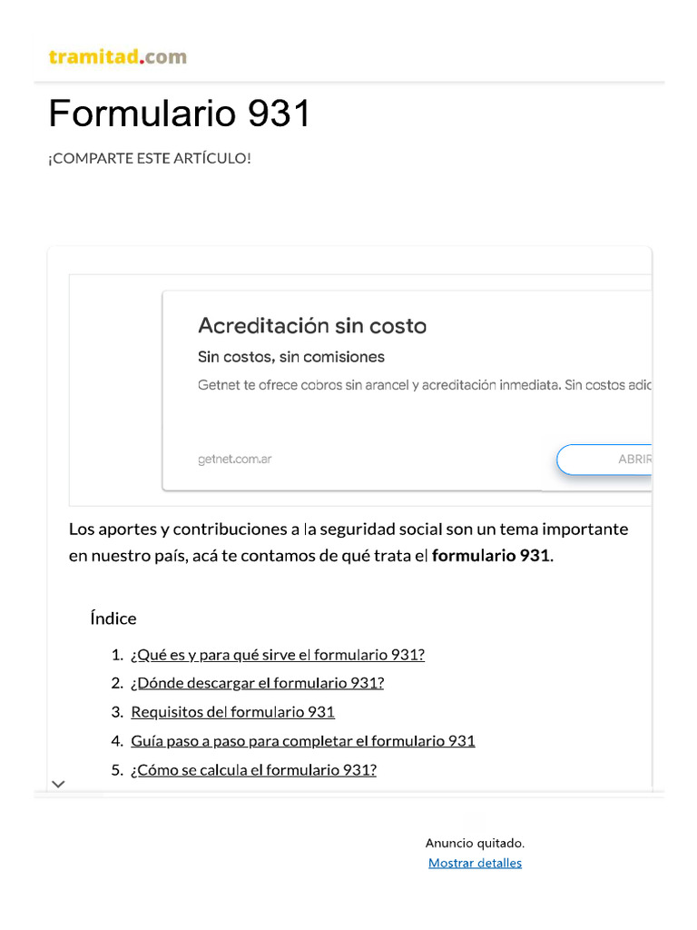 Formulario 931 | PDF