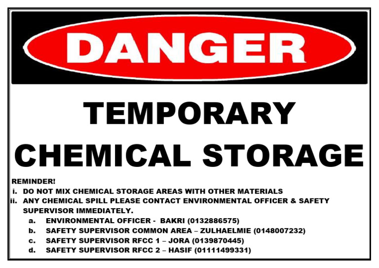 Chemical Storage Safety Guidelines | PDF