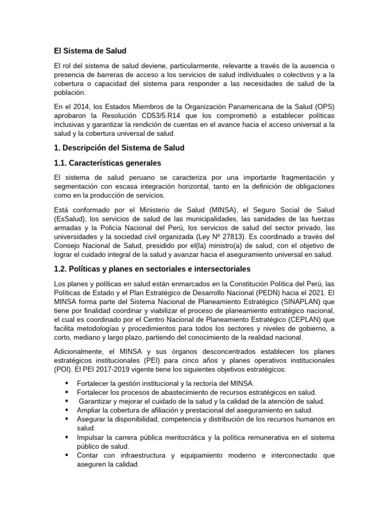 Análisis del Sistema de Salud en Perú | PDF | Gestión de recursos ...