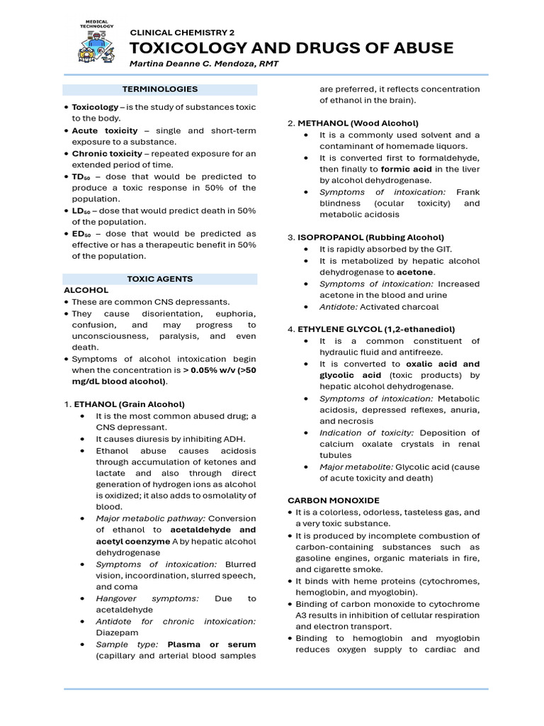 Toxicology and Drugs of Abuse Overview | PDF | Morphine | Hemoglobin