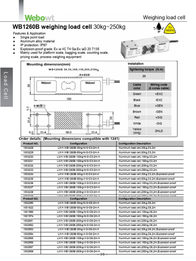 LC Single Point WB1260B 30-250Kg | PDF | Manufactured Goods ...