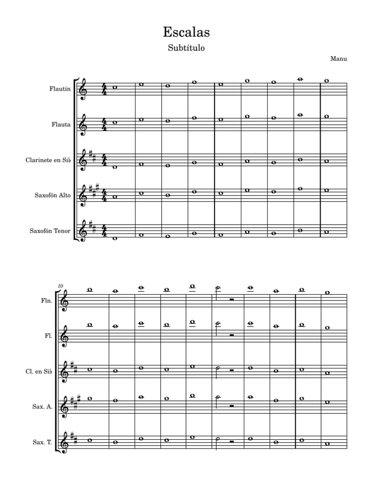 Escalas para Flauta y Viento | PDF | Saxofón | Tecnología musical