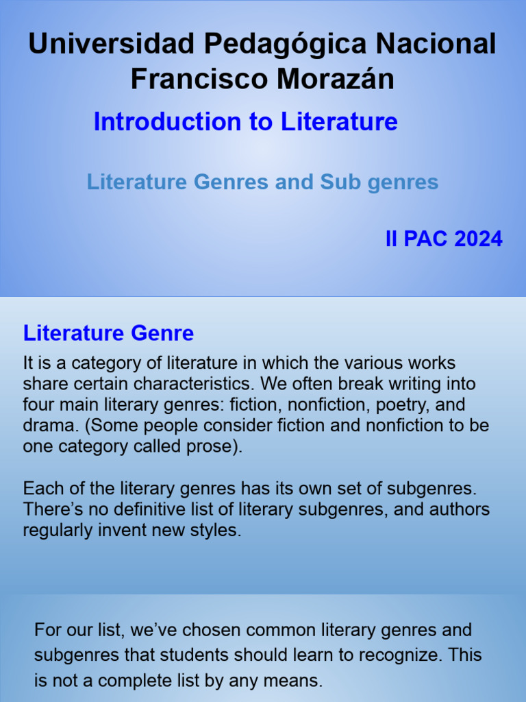 Literature Genres and Subgenres Overview | PDF | Genre | Fairy Tales