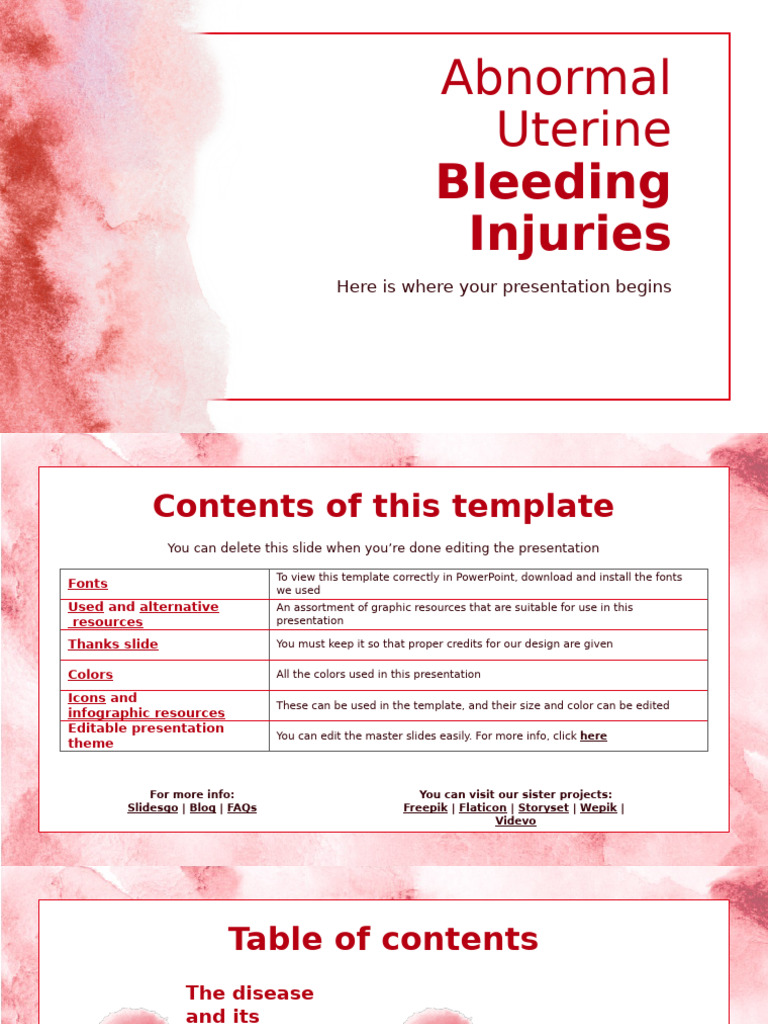 Abnormal Uterine Bleeding Injuries by Slidesgo | PDF | Medical ...