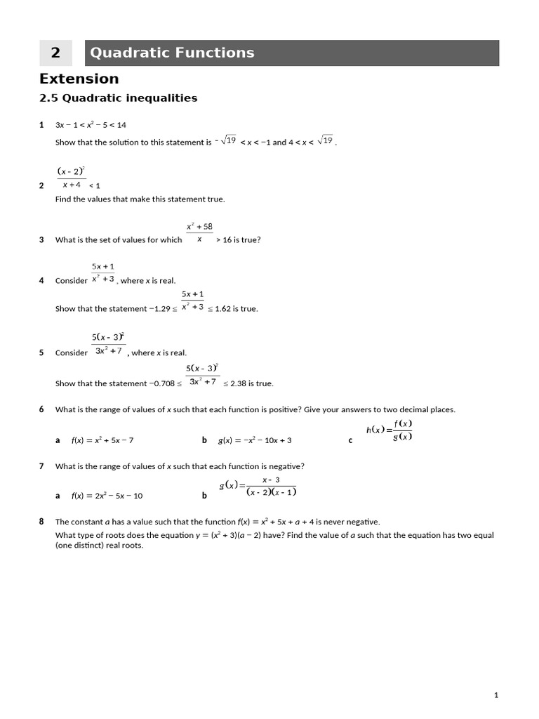 IGCSE Additional Maths Extension 2.5 | PDF