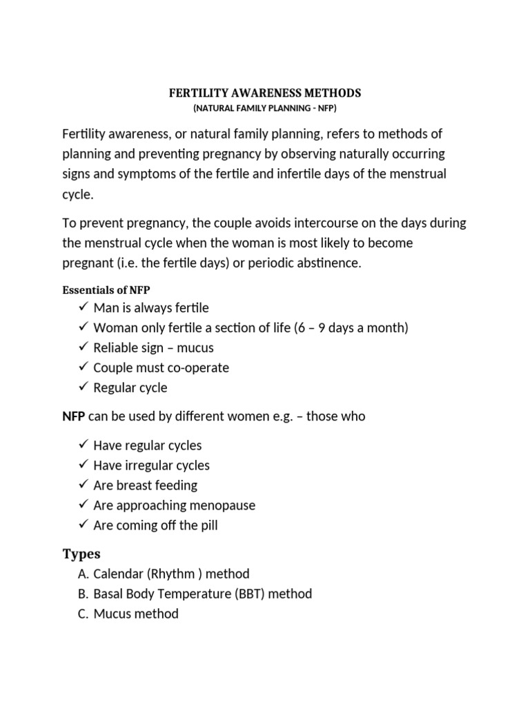 Understanding Natural Family Planning Methods | PDF | Reproduction ...