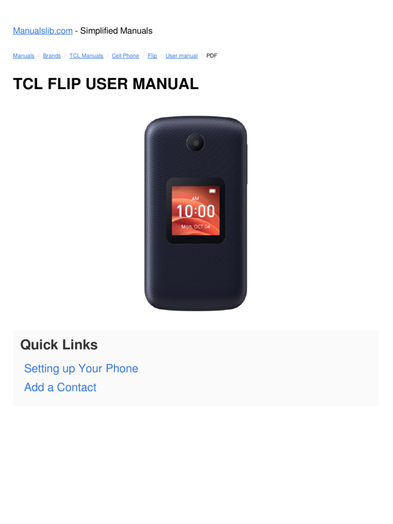 TCL Flip Phone Speed Dial Setup Guide | PDF | Telephone | Bluetooth
