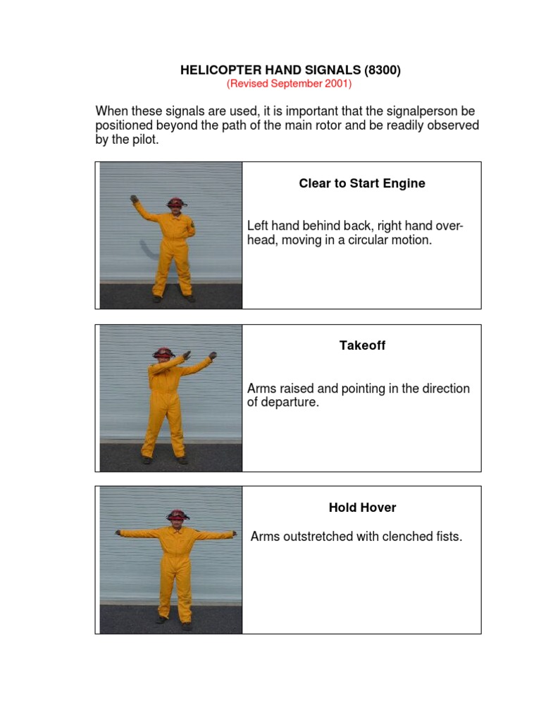 A Guide to Standard Helicopter Hand Signals Clear Descriptions of