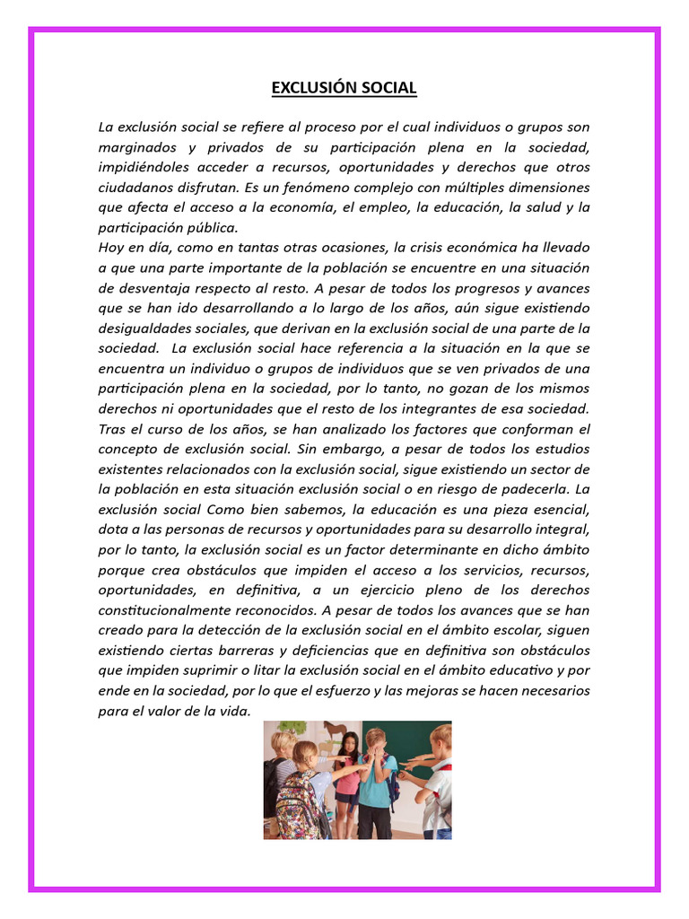 Causas y Consecuencias de la Exclusión Social | PDF