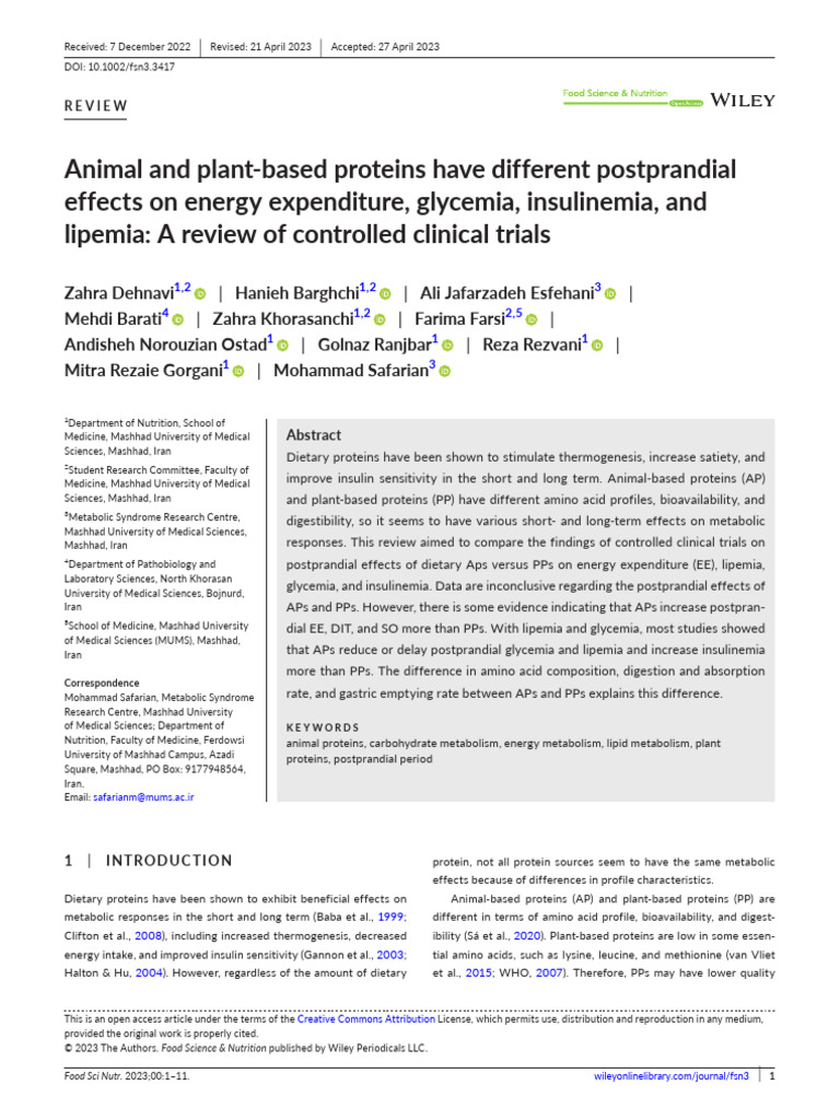 Animal and Plant-Based Proteins Have Different Pos | PDF | Leucine ...