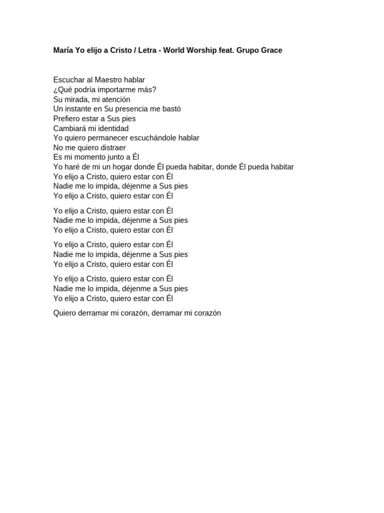 María: Yo Elijo a Cristo - Letra | PDF