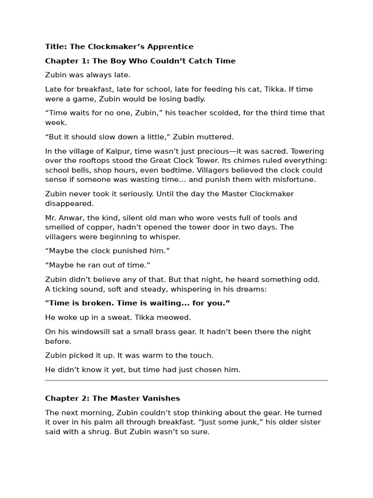 Zubin and the Clockmaker's Secret | PDF
