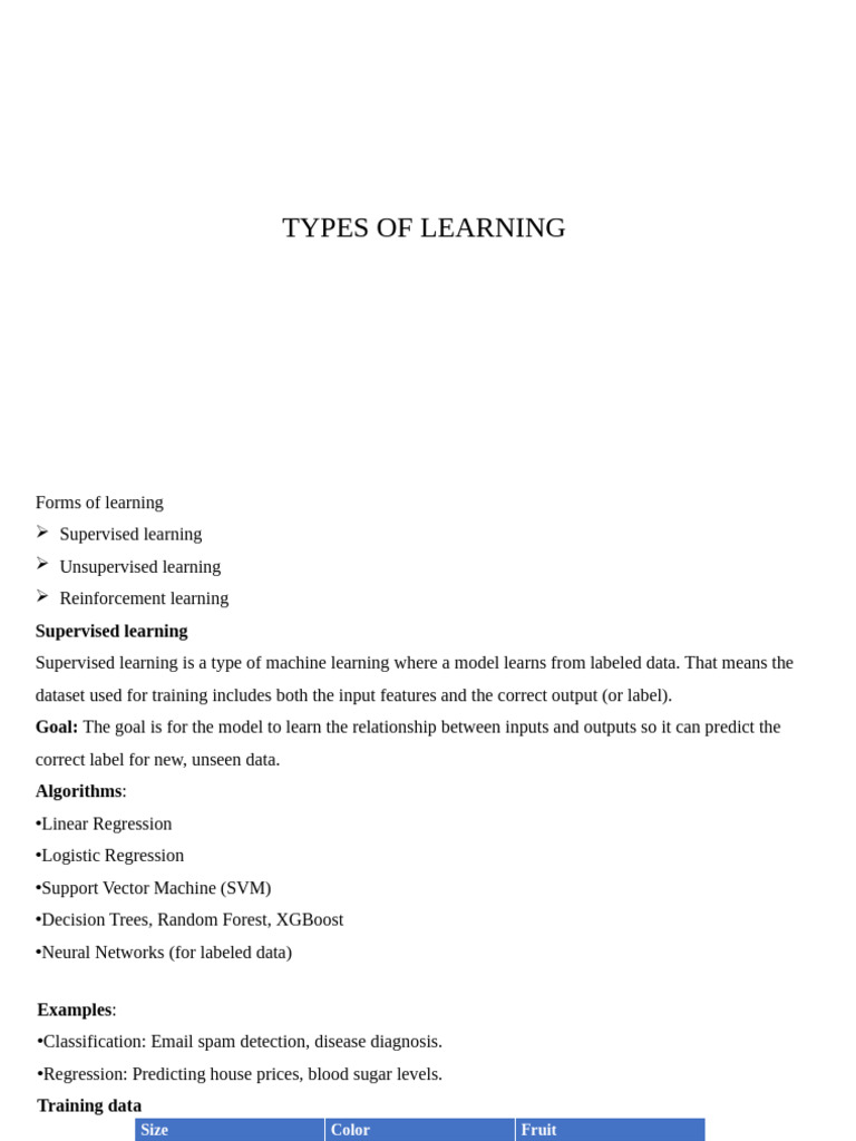 Types of Machine Learning Explained | PDF | Machine Learning ...