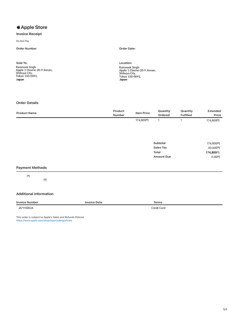Apple Store Invoice Receipt - iPhone 15 Pro Max | PDF | Invoice | Receipt