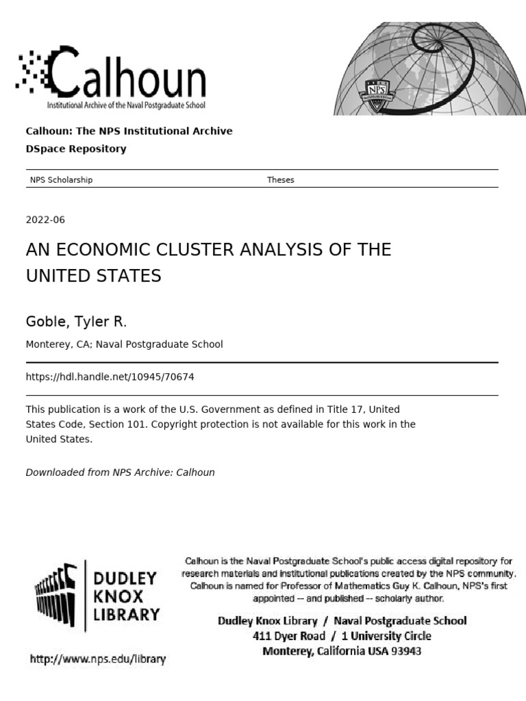 Economic Cluster Analysis of the U.S. | PDF | Cost Of Living | Unemployment