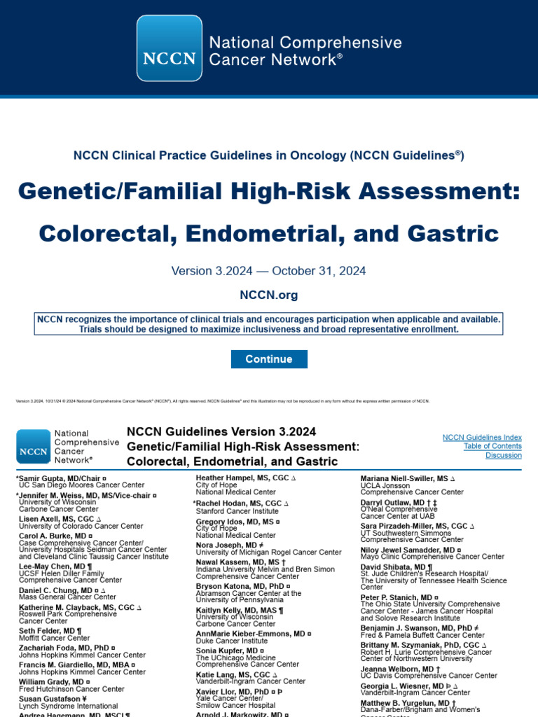 NCCN Genetic Risk Assessment Guidelines | PDF | Ovarian Cancer | Menopause