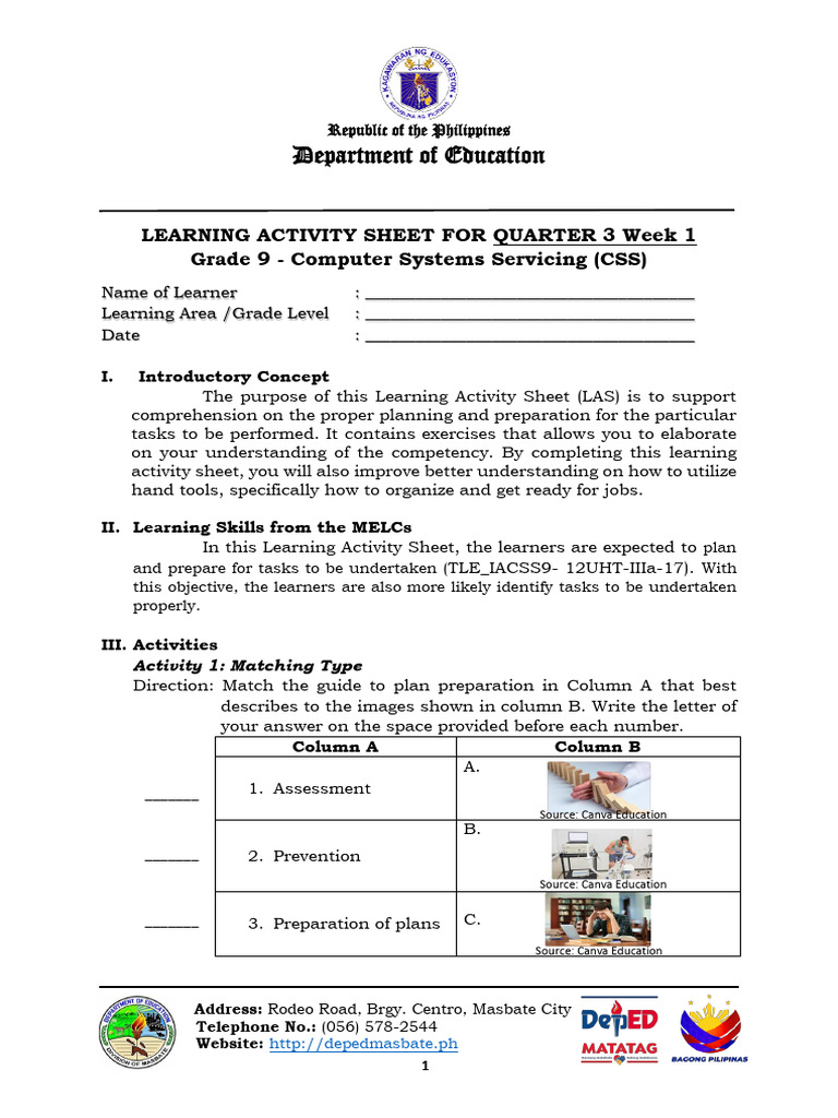 Tle Las Grade 9 Quarter 3 Week 1 Pdf Cognition Learning