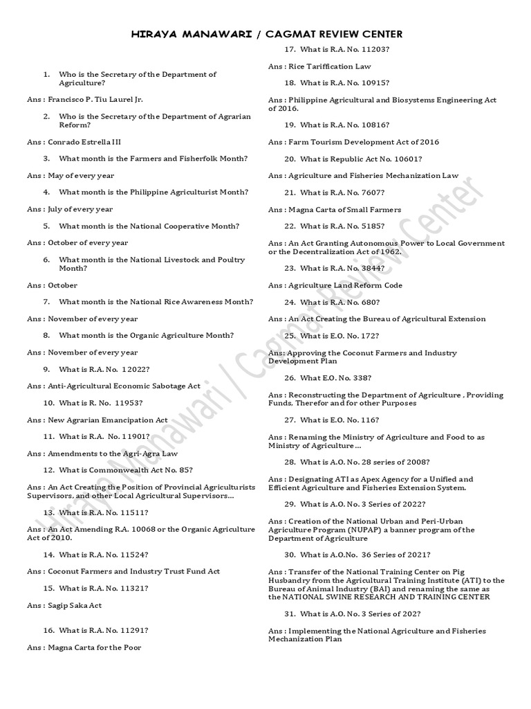 Philippine Agriculture Current Events Guide | PDF | Avian Influenza ...