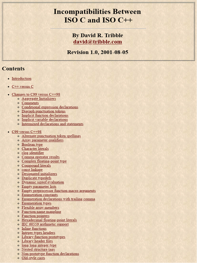 David Tribble Cdiffs-Htm | PDF | C++ | C (Programming Language)