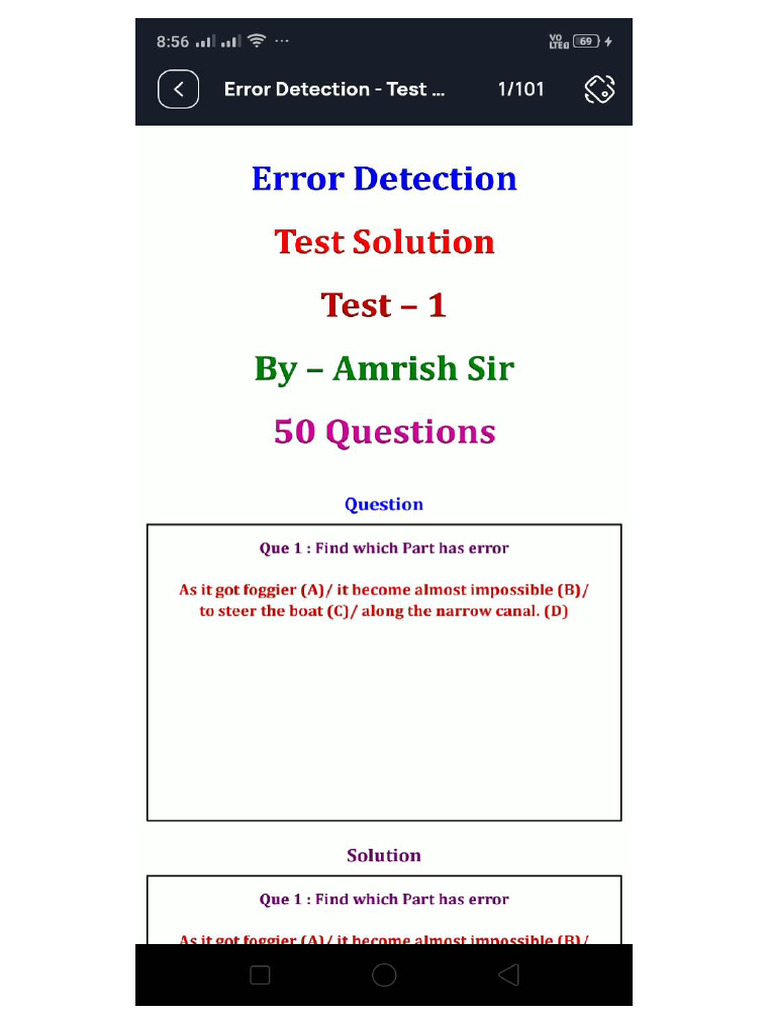 English Error Detection Test | PDF