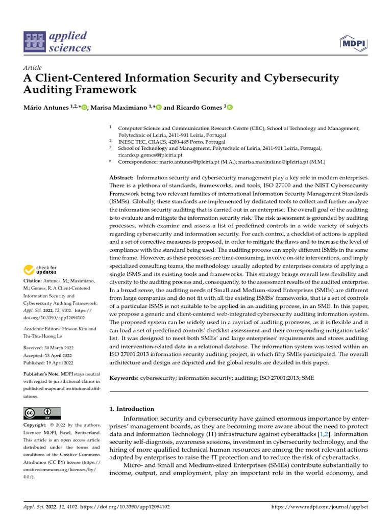 Client-Centered Cybersecurity Auditing Framework | PDF | Information ...