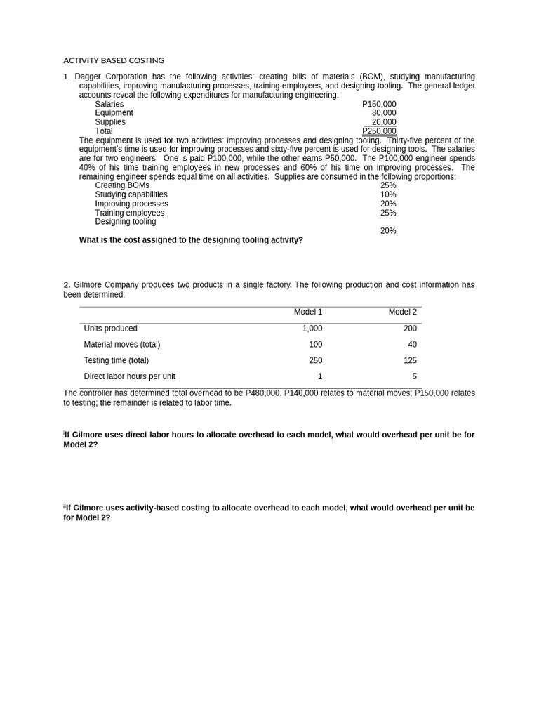 Activity-Based Costing Analysis and Applications | PDF | Gross Margin ...
