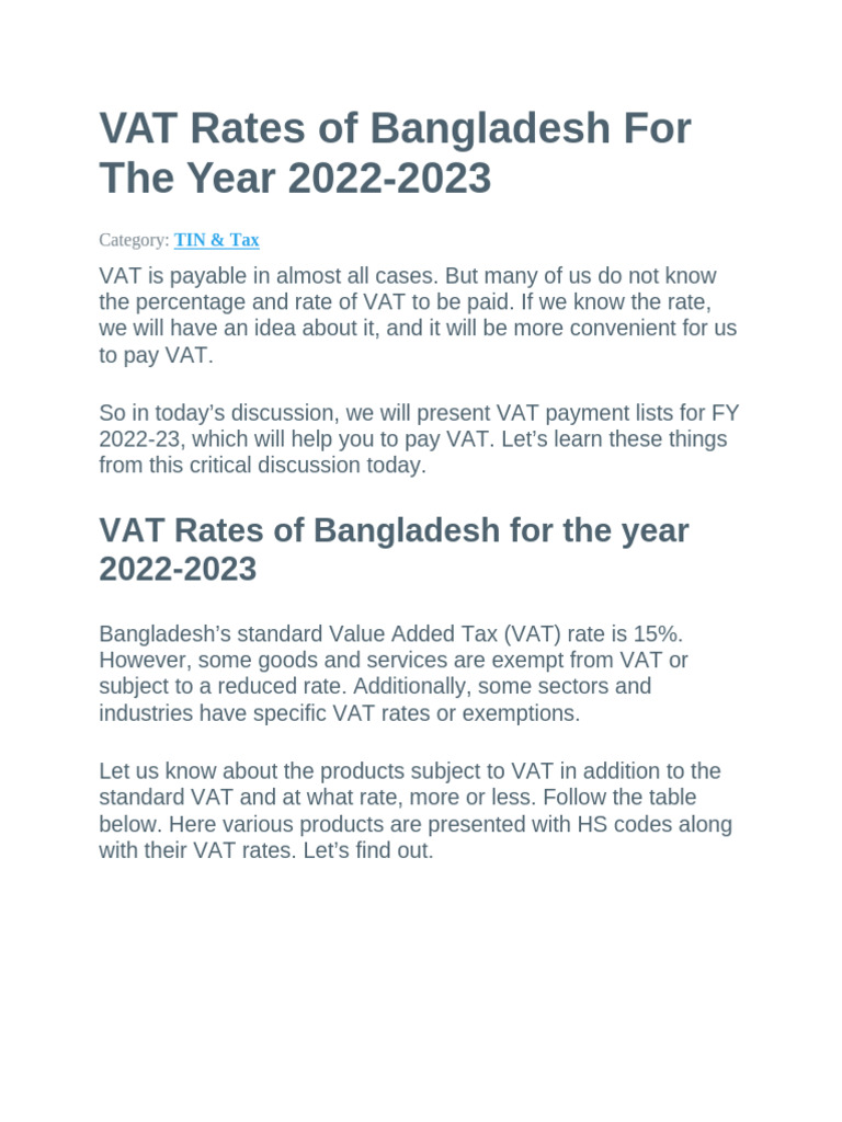 Vat Rate Chart | PDF | Value Added Tax | Engines