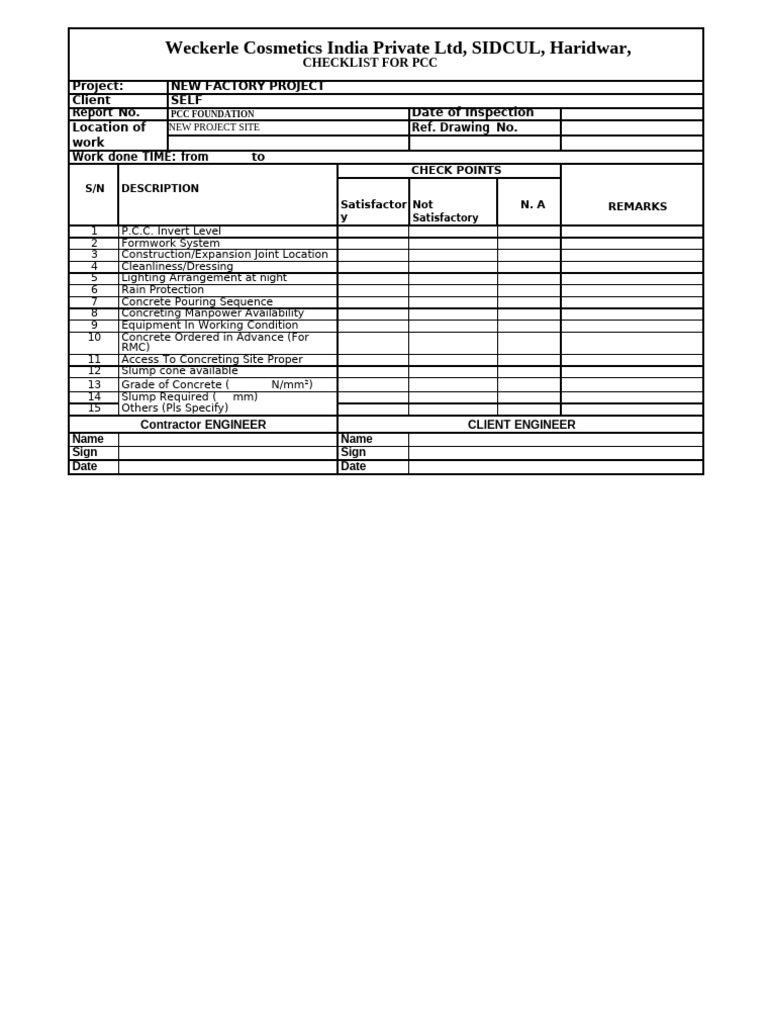 Weckerle Cosmetics PCC Checklist | PDF