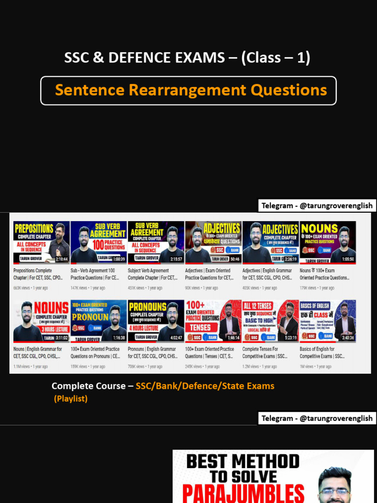 Sentence Rearrangement for Class 1 | PDF | Clothing | Morality