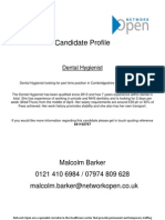 Candidate Profile: Malcolm Barker 0121 410 6984 / 07974 809 628 Malcolm - Barker@networkopen - Co.uk