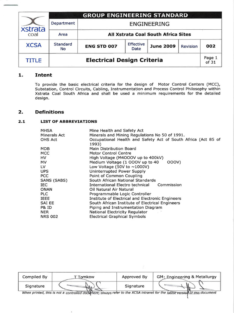 Electrical Design Standards Overview | PDF | International System Of ...