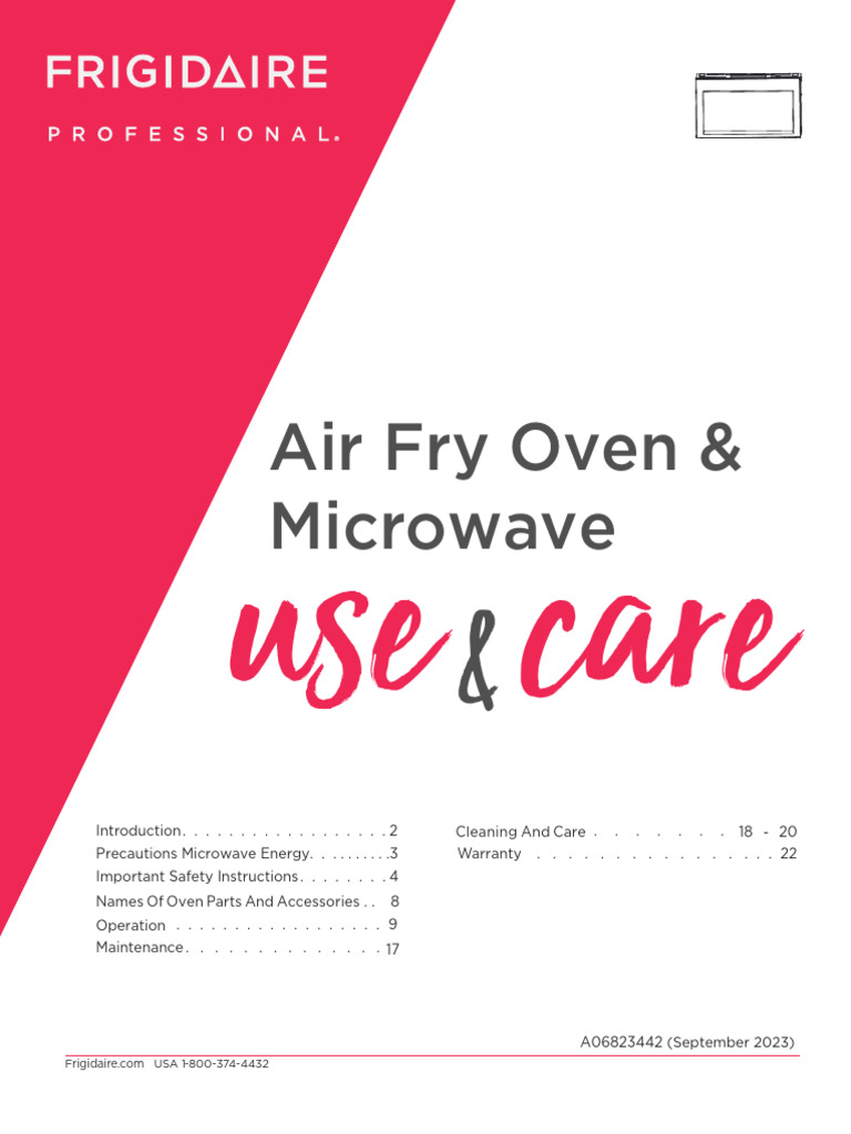 Frigidaire Microwave Air Fryer Manual | PDF | Cooking | Food And Drink Preparation