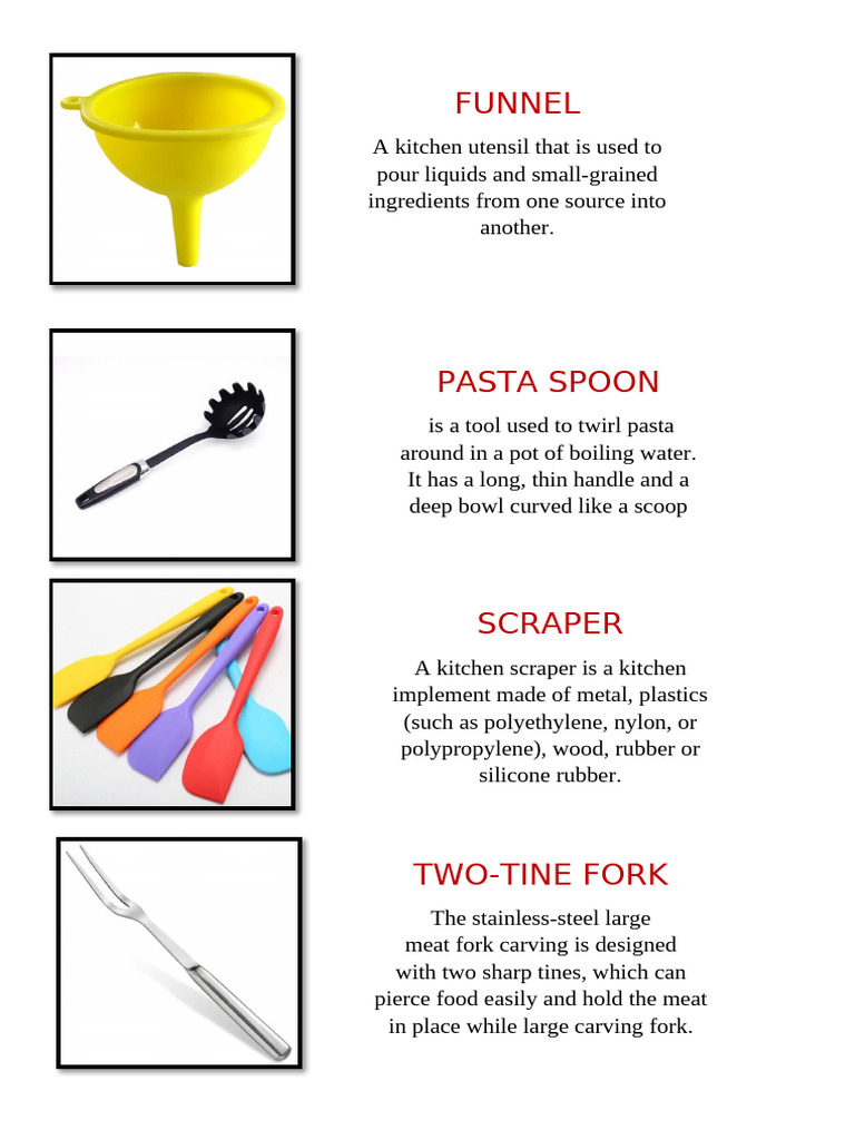 Essential Kitchen Utensils Explained | PDF | Kitchen | Kitchen Utensil