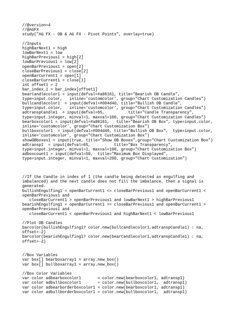 AG FX - OB & Pivot Points Analysis | PDF | Computer Programming ...