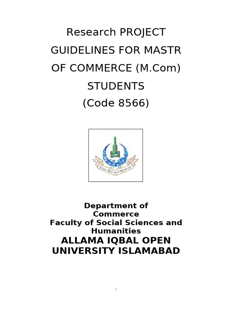 Project Guideline For M. Com | PDF | Apa Style | Science