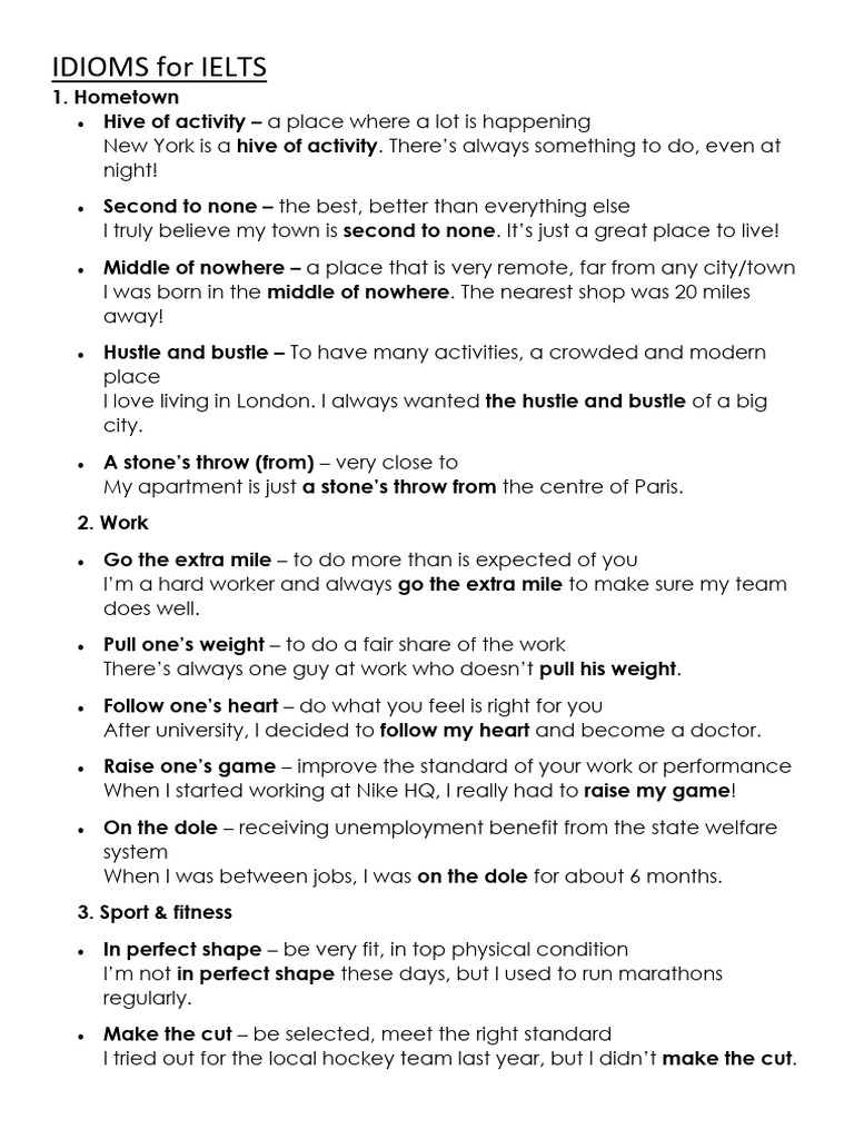 Essential Idioms for IELTS Success | PDF