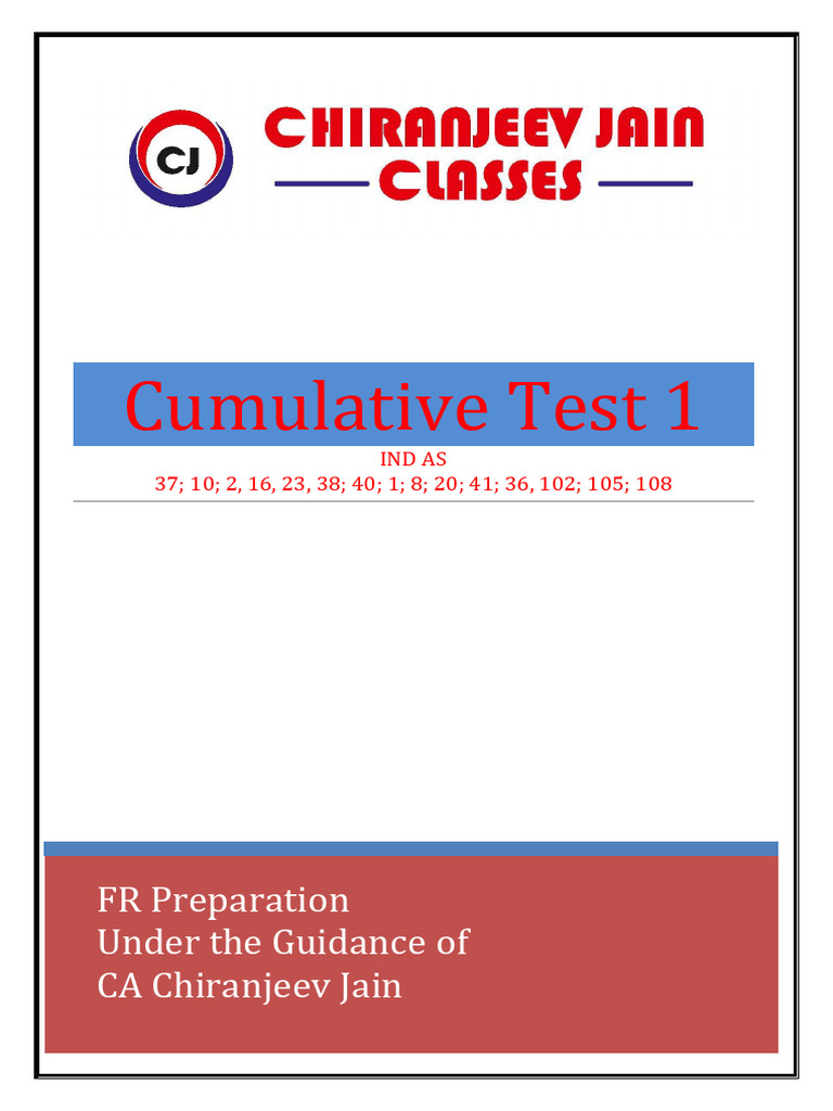 Cumulative Test on IND AS Concepts | PDF | Fair Value | Depreciation