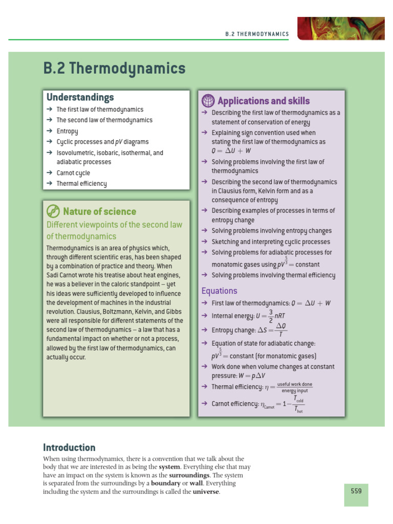 Thermodynamic Coursebook Pdf Second Law Of Thermodynamics Entropy
