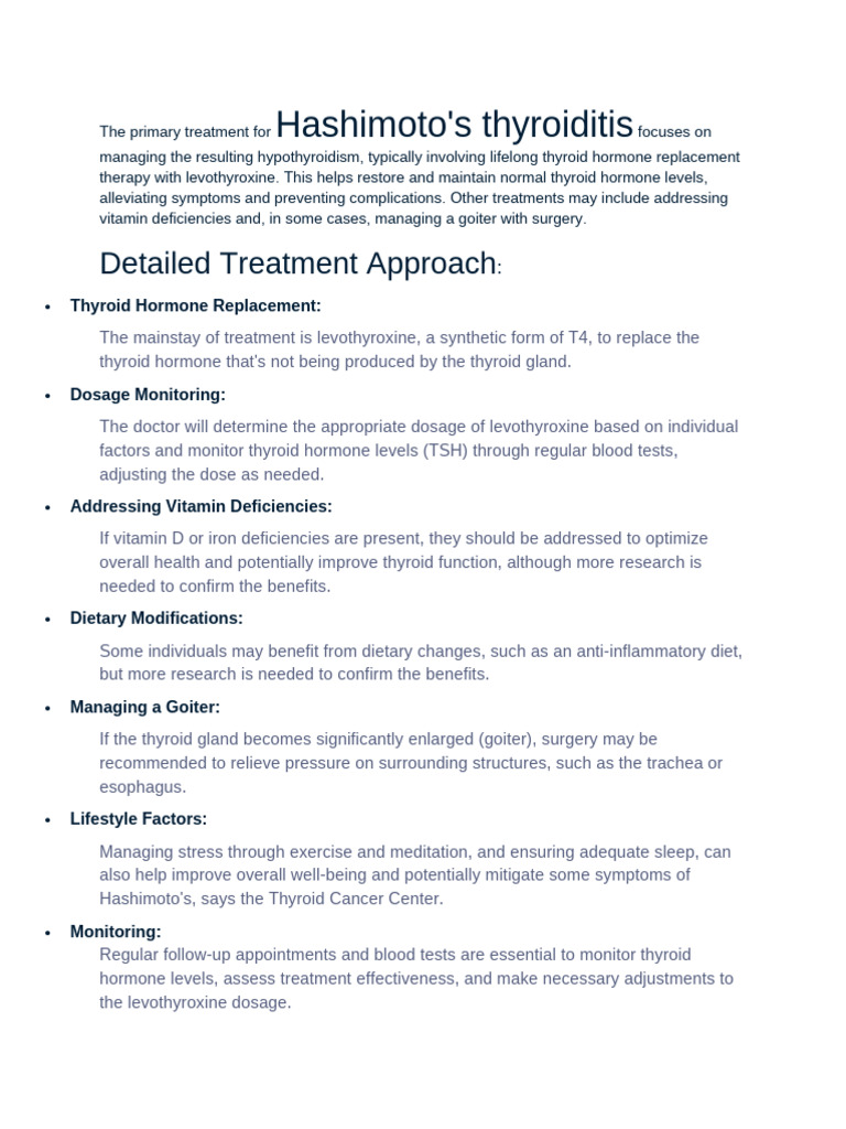 Hashimoto's Thyroiditis Treatment Guide | PDF | Hypothyroidism | Thyroid