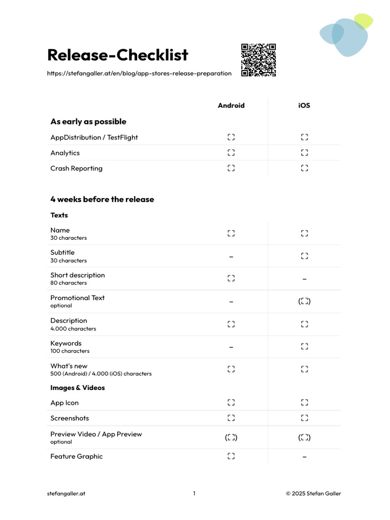 App Release Preparation Checklist | PDF | Ios | Mobile App