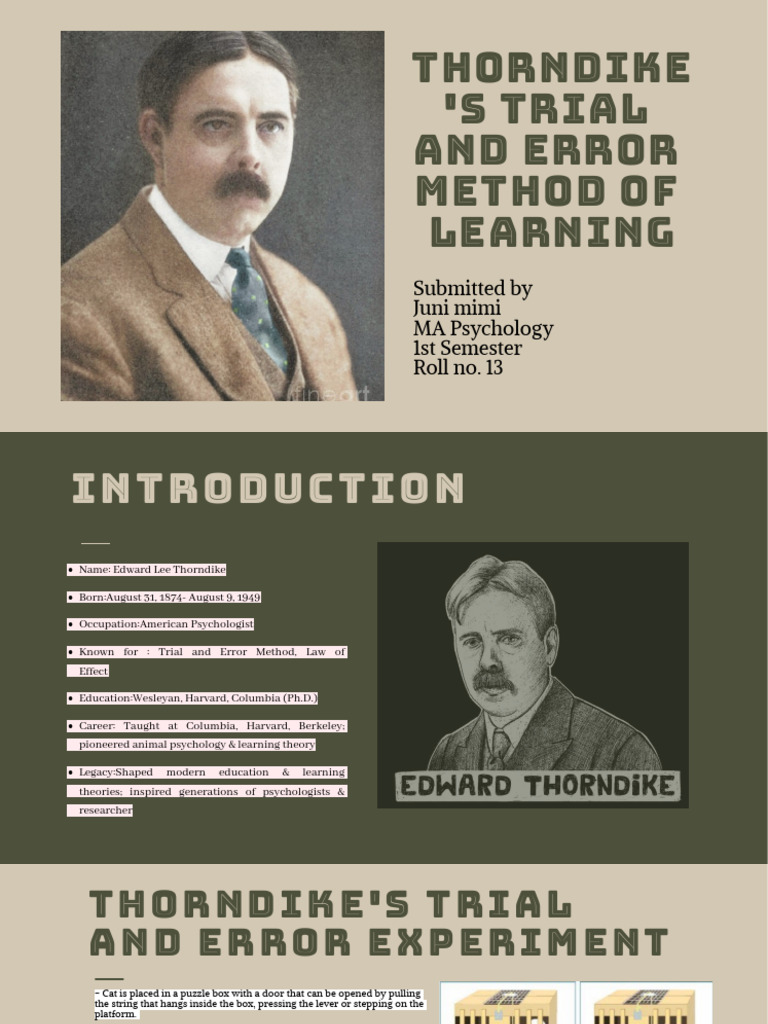 Presentation On Trial and Error Theory of Learning. | PDF | Learning ...