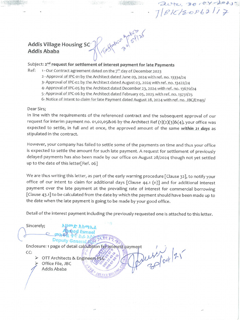 Addis Village Payment Late Payment | PDF