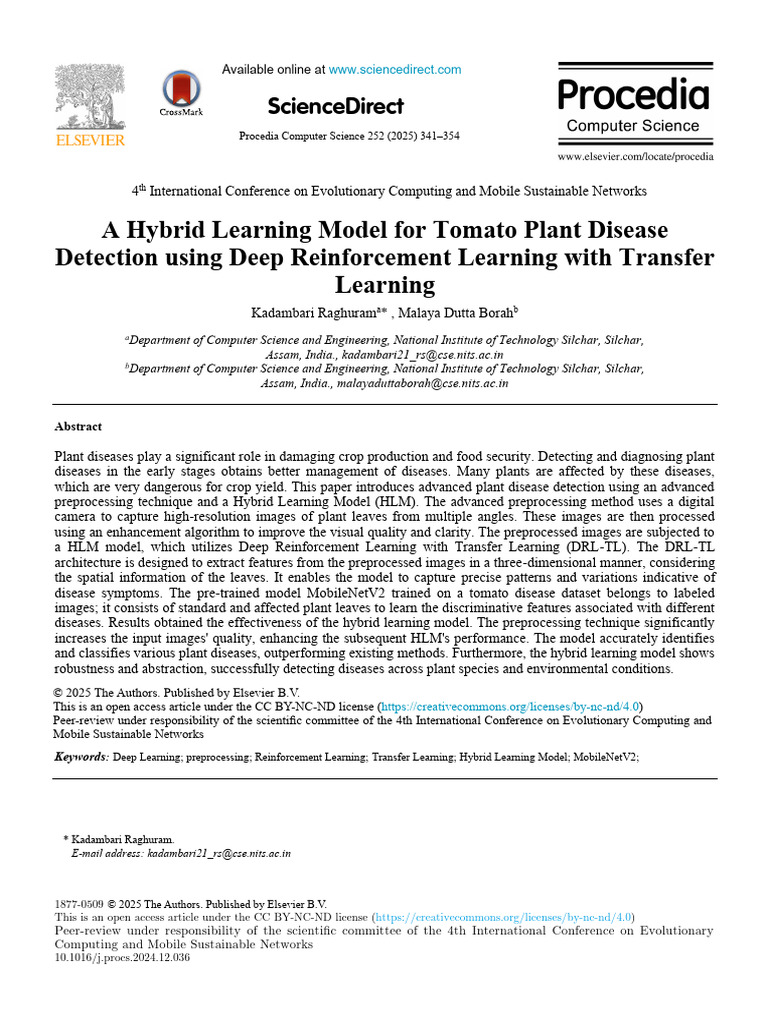 Hybrid Learning for Tomato Disease Detection | PDF | Deep Learning ...